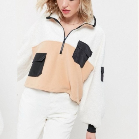 Urban Outfitters Cropped Fleece Zip-Up - Picture 1 of 6